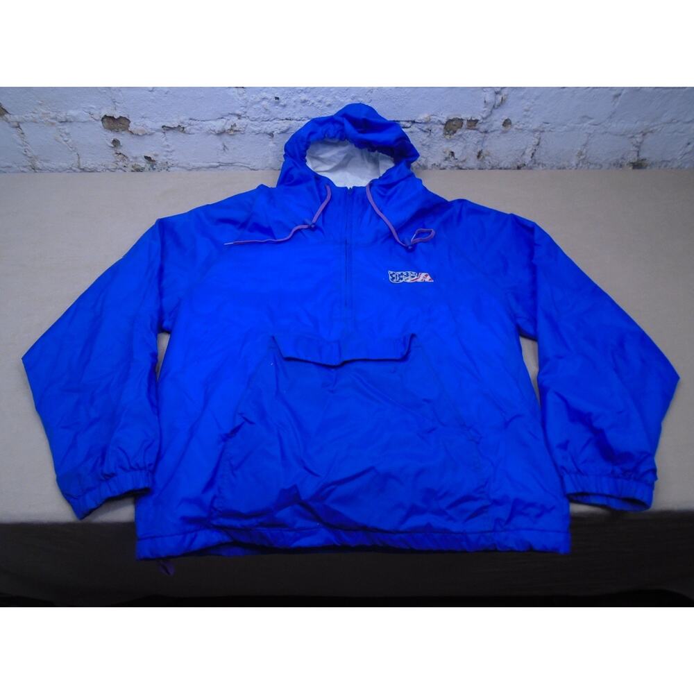 Vintage 90s Team USA Olympic Full Zip Windbreaker Hooded Jacket Size Large